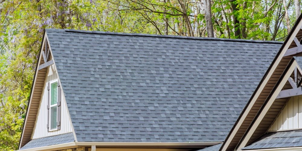 Asphalt shingles are used as roofing materials on roof of newly constructed house